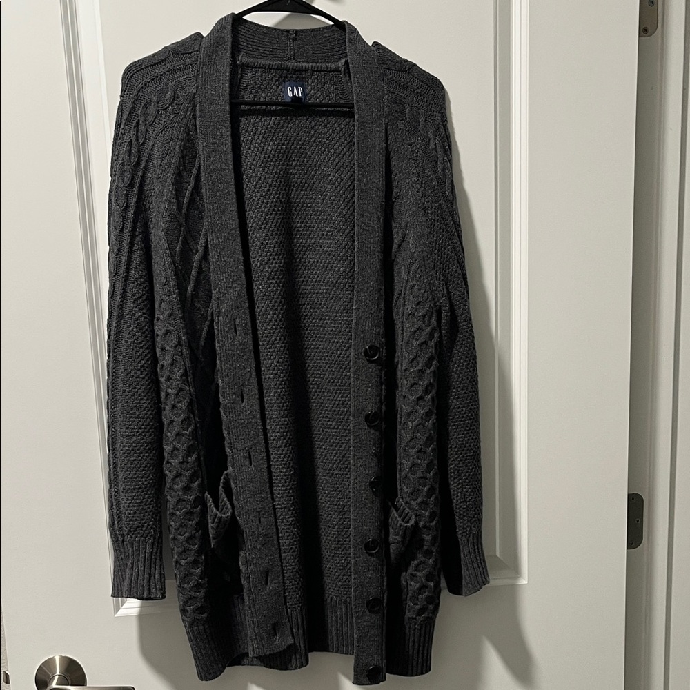GAP Women's Charcoal Cable Knit Cardigan